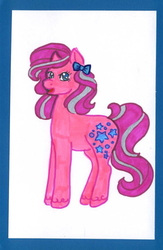 Size: 418x640 | Tagged: safe, artist:skypinpony, princess twinkle star, g2, bow, female, solo, traditional art