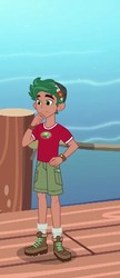 Size: 253x588 | Tagged: safe, screencap, timber spruce, equestria girls, g4, legend of everfree, boots, clothes, male, pier, shorts, socks, solo