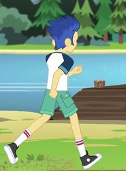 Size: 367x497 | Tagged: safe, screencap, flash sentry, equestria girls, g4, my little pony equestria girls: legend of everfree, clothes, converse, male, running, shoes, shorts, sneakers, socks, solo