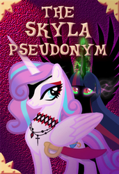 Size: 339x497 | Tagged: safe, artist:iisaw, princess flurry heart, twilight sparkle, alicorn, pony, g4, crystal horn, dark magic, eyepatch, fanfic, fanfic art, fanfic cover, horn, magic, makeup, nightmare twilight, nightmarified, older, pirate, scar, sombra eyes, twilight sparkle (alicorn)