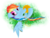 Size: 1665x1272 | Tagged: safe, artist:brok-enwings, rainbow dash, pegasus, pony, g4, behaving like a cat, blushing, cute, dashabetes, female, filly, filly rainbow dash, solo, yarn, yarn ball