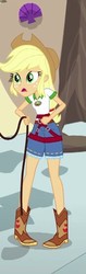 Size: 176x555 | Tagged: safe, screencap, applejack, equestria girls, g4, my little pony equestria girls: legend of everfree, boots, clothes, cowboy boots, cowboy hat, female, hat, shorts, solo