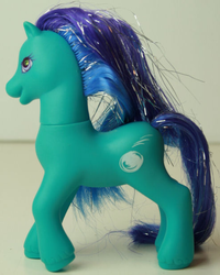 Size: 494x616 | Tagged: safe, artist:aimeedash, snowball (g2), g2, irl, photo, purse ponies, solo, toy
