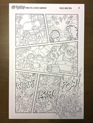 Size: 750x1000 | Tagged: safe, artist:tony fleecs, idw, cheese sandwich, pinkie pie, changeling, g4, my little pony annual 2017, guardians of harmony, monochrome, rubber chicken