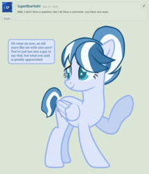 Size: 930x1082 | Tagged: safe, artist:peregrinstaraptor, oc, oc only, oc:gail wyndstrom, pegasus, pony, alternate hairstyle, ask, deviantart, eye, eyes, raised hoof, solo, tail wrap