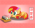 Size: 2000x1600 | Tagged: safe, artist:spellboundcanvas, sunset shimmer, pony, unicorn, g4, bow, cute, female, filly, filly sunset shimmer, food, hair bow, happy, japanese, kanji, shimmerbetes, smiling, solo, sunset sushi, sushi, younger