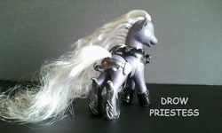 Size: 960x576 | Tagged: safe, artist:dannabats, pony, g2, comic sans, customized toy, drow priestess, dungeons and dragons, irl, photo, ponified, solo, toy