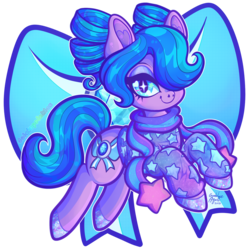 Size: 1000x1000 | Tagged: safe, artist:dolcisprinkles, december delight, g3, clothes, cutie mark background, drill hair, female, hair over one eye, scarf, simple background, solo, sparkly eyes, starry eyes, transparent background, wingding eyes