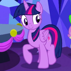 Size: 503x503 | Tagged: safe, screencap, spike, twilight sparkle, alicorn, dragon, pony, a hearth's warming tail, g4, animated, cropped, dancing, female, gif, happy, loop, mare, solo focus, turning, twilight sparkle (alicorn)