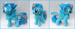 Size: 1876x743 | Tagged: safe, artist:lilmoon, oc, oc only, oc:flying fish, pegasus, pony, female, irl, mare, photo, plushie, solo