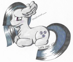 Size: 2317x1978 | Tagged: safe, artist:viralnekovic, marble pie, g4, female, prone, smiling, solo, traditional art