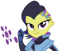 Size: 3539x3000 | Tagged: safe, artist:uponia, oc, oc only, oc:pauly sentry, equestria girls, g4, crossover, equestria girls-ified, high res, lidded eyes, looking at you, overwatch, simple background, smiling, solo, sombra (overwatch), transparent background, vector