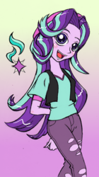 Size: 898x1600 | Tagged: safe, artist:whimsy morning, artist:whimsymorning, starlight glimmer, equestria girls, equestria girls specials, g4, doll, equestria girls minis, female, gradient background, smiling, solo