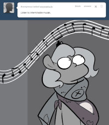 Size: 666x761 | Tagged: safe, artist:egophiliac, princess luna, moonstuck, g4, animated, blinking, cartographer's muffler, elevator, female, filly, gif, grayscale, lunar stone, marauder's mantle, monochrome, music notes, muzak, solo, tumblr, tumblr comic, woona, woonoggles, younger