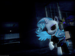 Size: 1024x768 | Tagged: safe, artist:farhanhq, oc, oc only, alicorn, pony, 3d, black sclera, clothes, gmod, raised hoof, solo