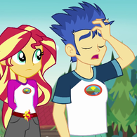 Size: 195x195 | Tagged: safe, screencap, flash sentry, sunset shimmer, equestria girls, g4, my little pony equestria girls: legend of everfree, camp everfree outfits, female, male