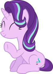 Size: 6560x9206 | Tagged: safe, artist:pink1ejack, starlight glimmer, pony, unicorn, g4, the crystalling, absurd resolution, cute, eyes closed, female, glimmerbetes, mare, simple background, sitting, smiling, solo, transparent background, vector, waving