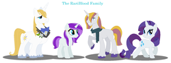 Size: 1684x626 | Tagged: safe, artist:everythingf4ngirl, prince blueblood, rarity, oc, oc:dazzling gleam, oc:radiance, g4, female, male, offspring, parent:prince blueblood, parent:rarity, parents:rariblood, ship:rariblood, shipping, straight