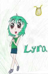 Size: 1351x2067 | Tagged: safe, artist:cutiebeauty8, lyra heartstrings, human, g4, female, horn, horned humanization, humanized, smiling, solo, traditional art