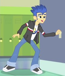 Size: 522x609 | Tagged: safe, screencap, flash sentry, equestria girls, g4, my little pony equestria girls: rainbow rocks, clothes, jacket, male, pants, shoes, sneakers, solo