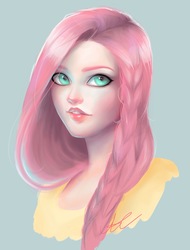 Size: 2911x3836 | Tagged: safe, artist:colorpalette-art, fluttershy, human, g4, female, high res, humanized, simple background, solo