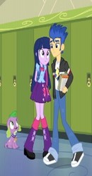 Size: 166x319 | Tagged: safe, screencap, flash sentry, spike, twilight sparkle, dog, equestria girls, g4, my little pony equestria girls, clothes, jacket, leg warmers, pants, shoes, skirt, sneakers, socks, spike the dog, wrong aspect ratio