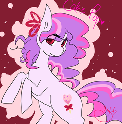 Size: 1024x1041 | Tagged: safe, artist:cubbybatdoodles, oc, oc only, oc:cake pop, earth pony, pony, colored pupils, female, mare, red eyes, solo