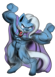 Size: 1200x1668 | Tagged: safe, artist:fauxsquared, trixie, pony, semi-anthro, g4, abs, arm hooves, armpits, bipedal, female, grand and muscular trixie, muscles, simple background, smiling, solo, transparent background