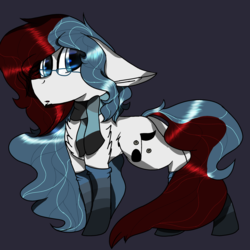 Size: 2560x2560 | Tagged: safe, artist:brokensilence, oc, oc only, oc:mira songheart, chest fluff, clothes, cute, female, glasses, high res, long mane, scarf, socks, solo, striped socks