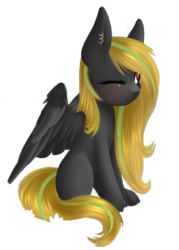 Size: 271x379 | Tagged: safe, artist:bambudess, oc, oc only, oc:hibiki blackwing, pegasus, pony, one eye closed, solo, wink