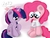 Size: 2582x1941 | Tagged: safe, artist:bronybehindthedoor, pinkie pie, twilight sparkle, alicorn, pony, g4, chibi, clothes, cross-popping veins, grammar nazi, magic, raised hoof, shirt, sitting, thick, twilight sparkle (alicorn)