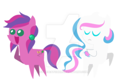 Size: 600x388 | Tagged: safe, artist:star3catcher, skywishes, star catcher, earth pony, pegasus, pony, g3, g4, base used, cute, deviantart watermark, eyes closed, g3 to g4, g3betes, generation leap, happy, obtrusive watermark, open mouth, paint.net, pointy ponies, simple background, transparent background, watermark