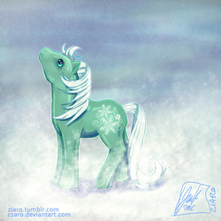 Size: 800x800 | Tagged: safe, artist:z1ar0, winter snow, g1, g3, female, g3 to g1, generation leap, snow, solo