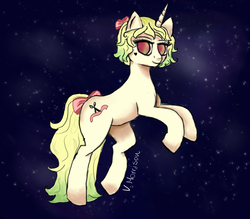 Size: 1600x1400 | Tagged: safe, artist:sugardoll666, oc, oc only, oc:sweetiesew, pony, unicorn, female, mare, solo, space
