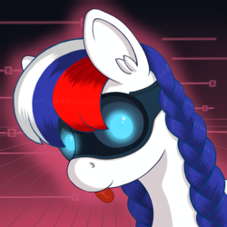 Size: 2048x2048 | Tagged: safe, artist:negasun, oc, oc only, oc:marussia, earth pony, pony, braid, female, high res, looking at you, mare, multicolored hair, nation ponies, russia, smiling, solo, tongue out