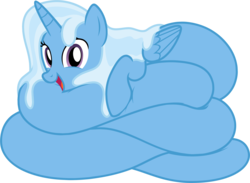 Size: 2620x1921 | Tagged: safe, artist:badumsquish, derpibooru exclusive, trixie, alicorn, lamia, original species, pony, g4, coils, female, lamiafied, looking at you, open mouth, prone, race swap, simple background, slime, smiling, solo, species swap, transparent background, trixiechidna, trixiecorn
