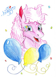 Size: 1414x1942 | Tagged: safe, artist:animagicworld, pinkie pie (g3), g3, female, solo, traditional art