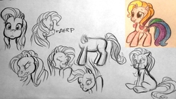 Size: 1253x706 | Tagged: safe, artist:colossalstinker, rarity (g3), pony, unicorn, g3, g3.5, angry, female, g3 to g3.5, generation leap, happy, rapeface, sad, sketch, solo, traditional art