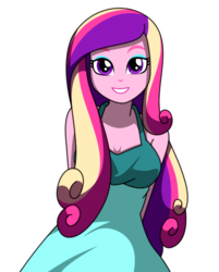 Size: 528x656 | Tagged: safe, artist:rosemile mulberry, dean cadance, princess cadance, equestria girls, g4, clothes, female, looking at you, simple background, smiling, solo, white background