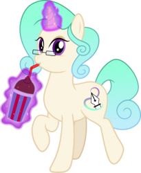 Size: 4563x5565 | Tagged: safe, artist:sugar-loop, oc, oc only, oc:sugar loop, pony, unicorn, absurd resolution, bendy straw, cup, cutie mark, drinking, drinking straw, magic, simple background, solo, transparent background, vector