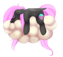 Size: 1024x922 | Tagged: safe, artist:itsizzybel, oc, oc only, oc:cream cloud, pegasus, pony, cloud, cute, cutie mark, eyes closed, female, hooves, lying on a cloud, mare, ocbetes, on a cloud, prone, simple background, sleeping, solo, transparent background, wings