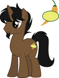 Size: 2286x2997 | Tagged: safe, artist:duskthebatpack, oc, oc only, oc:limón picante, pony, unicorn, cutie mark, high res, male, simple background, solo, stallion, transparent background, vector