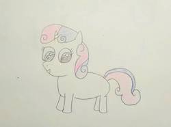 Size: 976x725 | Tagged: safe, artist:sumi-mlp25, sweetie belle, pony, unicorn, g4, female, filly, smiling, solo, traditional art