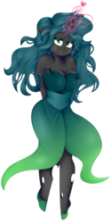 Size: 2323x4649 | Tagged: safe, artist:befishproductions, queen chrysalis, changeling, changeling queen, anthro, g4, female, heart, high res, signature, simple background, solo, transparent background