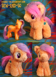 Size: 593x800 | Tagged: safe, artist:voodoo-tiki, sew-and-so, g3, g4, female, filly, g3 to g4, generation leap, irl, photo, plushie, solo, toy, younger