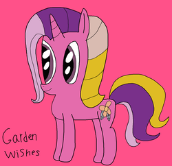 Size: 1284x1242 | Tagged: safe, artist:danishtreats, garden wishes, pony, unicorn, g3, g4, 1000 hours in ms paint, female, g3 to g4, generation leap, ms paint, pink background, simple background, solo