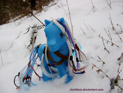 Size: 1136x852 | Tagged: safe, artist:chelidoni, snowflake (g3), g3, irl, photo, snow, solo, toy