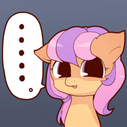 Size: 823x824 | Tagged: safe, artist:monon0, scootaloo (g3), g3, g3.5, dots, female, looking at you, orange body, smiling, smiling at you, solo, speech bubble