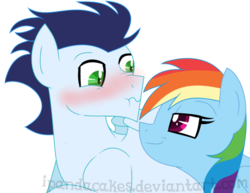 Size: 1024x789 | Tagged: safe, artist:ipandacakes, rainbow dash, soarin', pony, g4, blushing, duo, female, male, scrunchy face, ship:soarindash, shipping, simple background, straight, transparent background