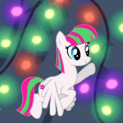Size: 247x247 | Tagged: safe, screencap, blossomforth, pegasus, pony, a hearth's warming tail, g4, animated, cute, female, flying, gif, happy, hoofy-kicks, mare, raised hoof, solo focus, spread wings